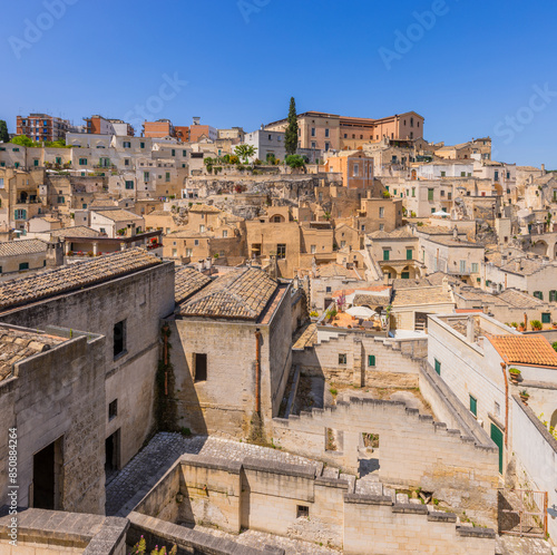 Matera One of the oldest cities in the world, Province of Matera,  The Sassi of Matera, Basilicata, Southern Italy.  Sassi. The Famous city in Southern Italy.  UNESCO World Heritage Site