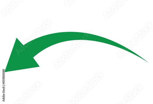 Green arrow to the left vector, isolated on white background. Arrow indicated the direction symbol. Green arrow left icon symbol. Vector illustration. Eps file 52.