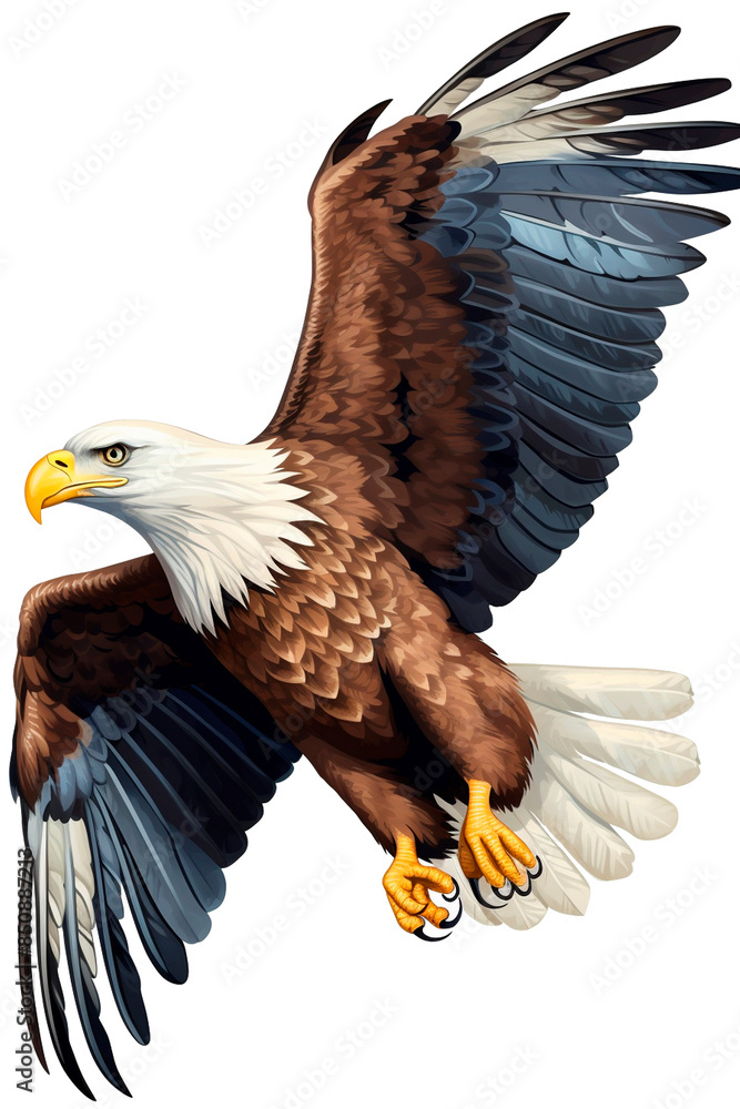 Fototapeta premium Eagle Image, for Stickers, T-Shirt Print, Cap, Mug, Slippers, Mousepad, with Transparent Background PNG