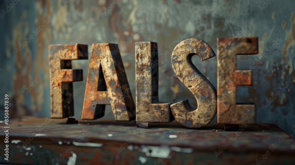 Fototapeta premium Bronze Fake and Misinformation concept art poster.