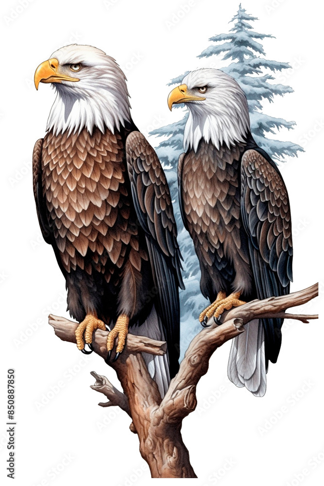 Obraz premium Eagle Image, for Stickers, T-Shirt Print, Cap, Mug, Slippers, Mousepad, with Transparent Background PNG