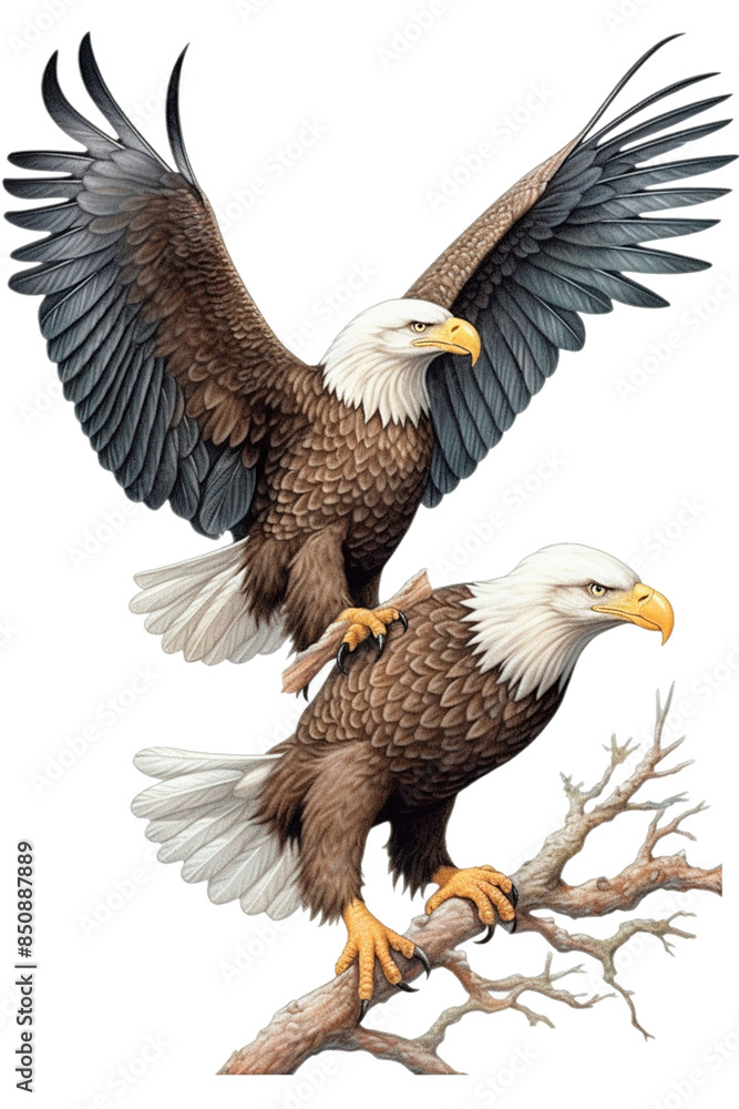 Obraz premium Eagle Image, for Stickers, T-Shirt Print, Cap, Mug, Slippers, Mousepad, with Transparent Background PNG