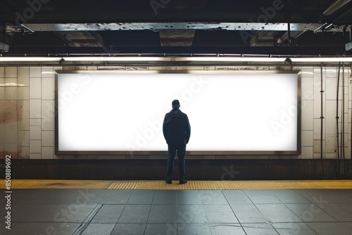 PNG subway billboard mockup, transparent design