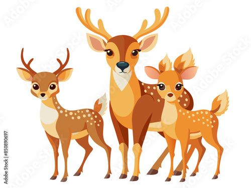 deer vector illustration, cute animal vector illustration, deer illustration vector, cute deer cartoon illustration 