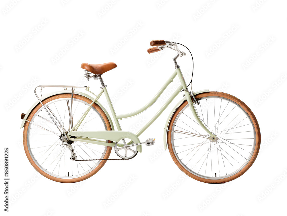 a white bicycle with brown wheels a white bicycle with brown wheels