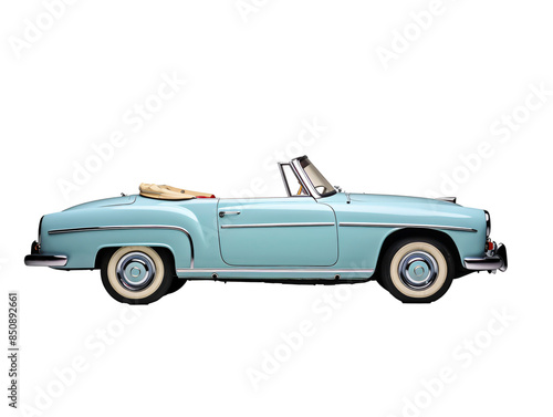 a blue convertible car with a white background