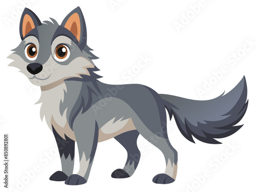 Wolf vector illustration, cute animal vector illustration, Wolf illustration vector, cute Wolf cartoon illustration