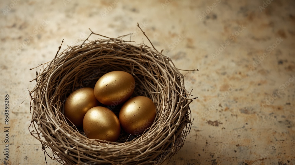 Bird's nest with golden eggs, business and investment concept. Bird's nest with golden eggs, business and investment concept.