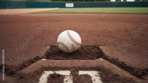 Baseball ball on the field, sport and leisure concept.