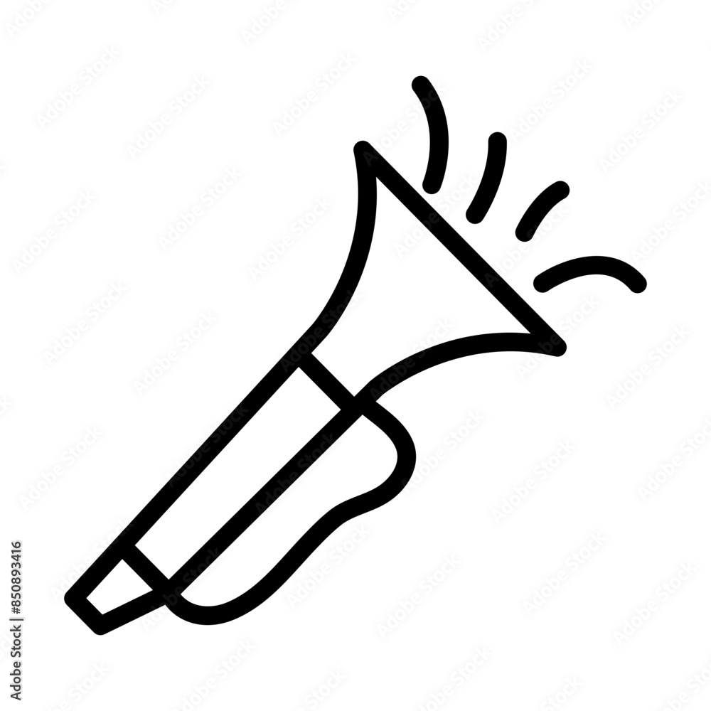 Fototapeta premium Party trumpet line icon. New year icon. New year party icon isolated on white background. Transparent background, minimalist symbol. Vector images