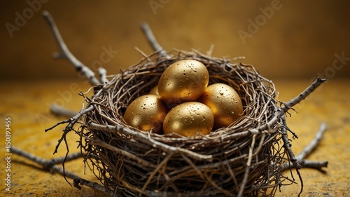 Wallpaper Mural Bird's nest with golden eggs, business and investment concept. Torontodigital.ca