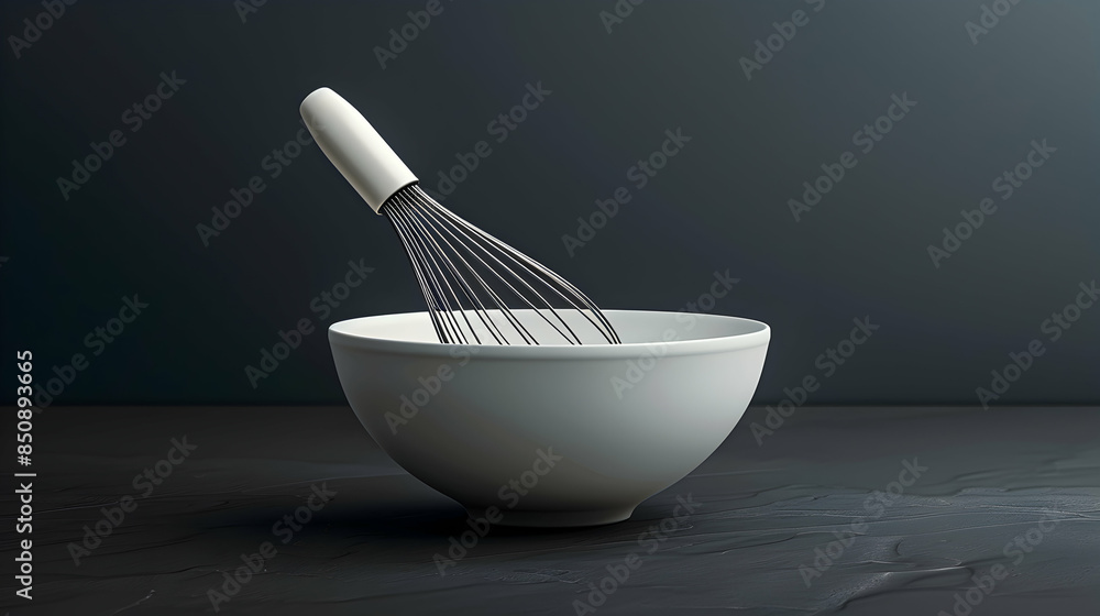Photo Realistic Whisk and Bowl Illustration with Space for Text and Graphics: Ideal Design for Baking Themes, Kitchen Tools, and Culinary Activities Photo Realistic Whisk and Bowl Illustration with Space for Text and Graphics: Ideal Design for Baking Themes, Kitchen Tools, and Culinary Activities