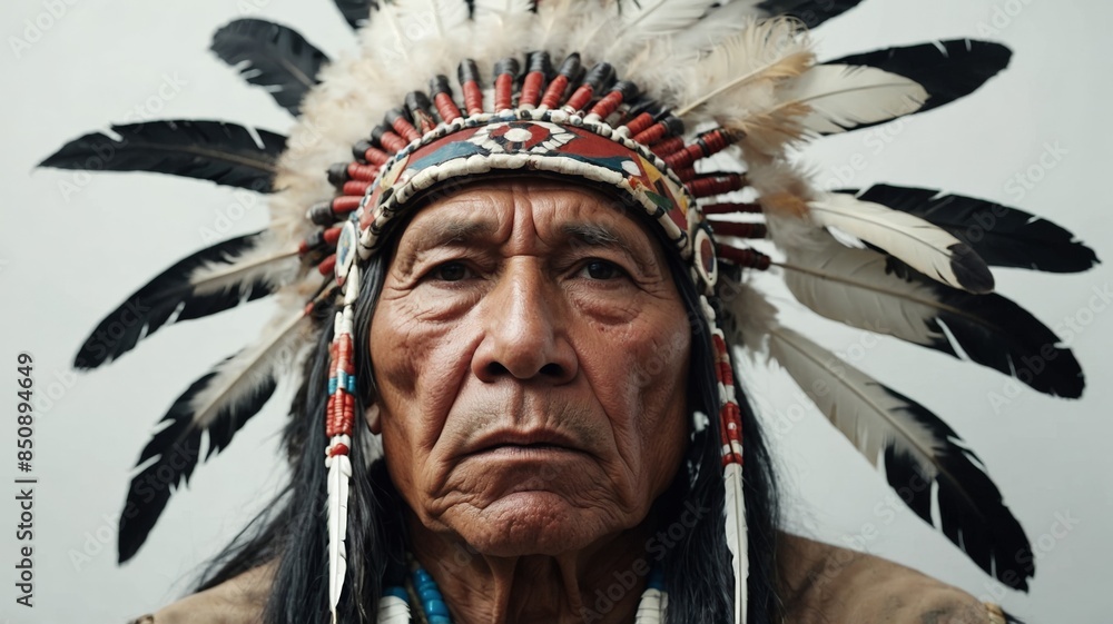 Indian wearing a headdress, indigenous culture concept. Indian wearing a headdress, indigenous culture concept.