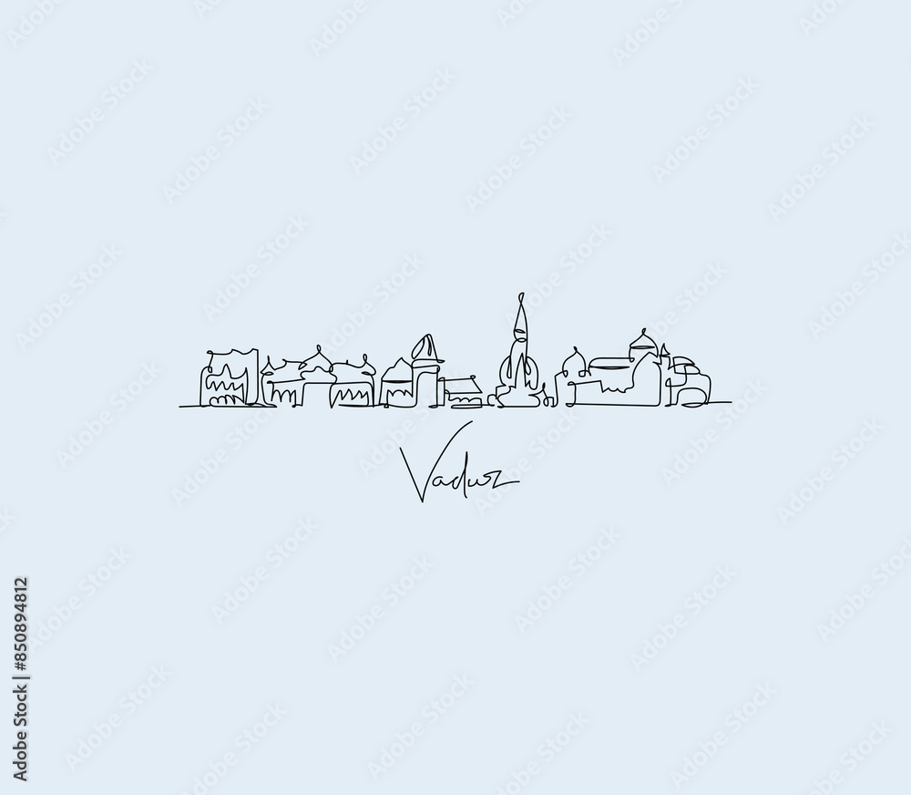 Obraz premium Capture the spirit of Vaduz in a single line. Our iconic logo showcases the city's silhouette, blending elegance and urban charm.