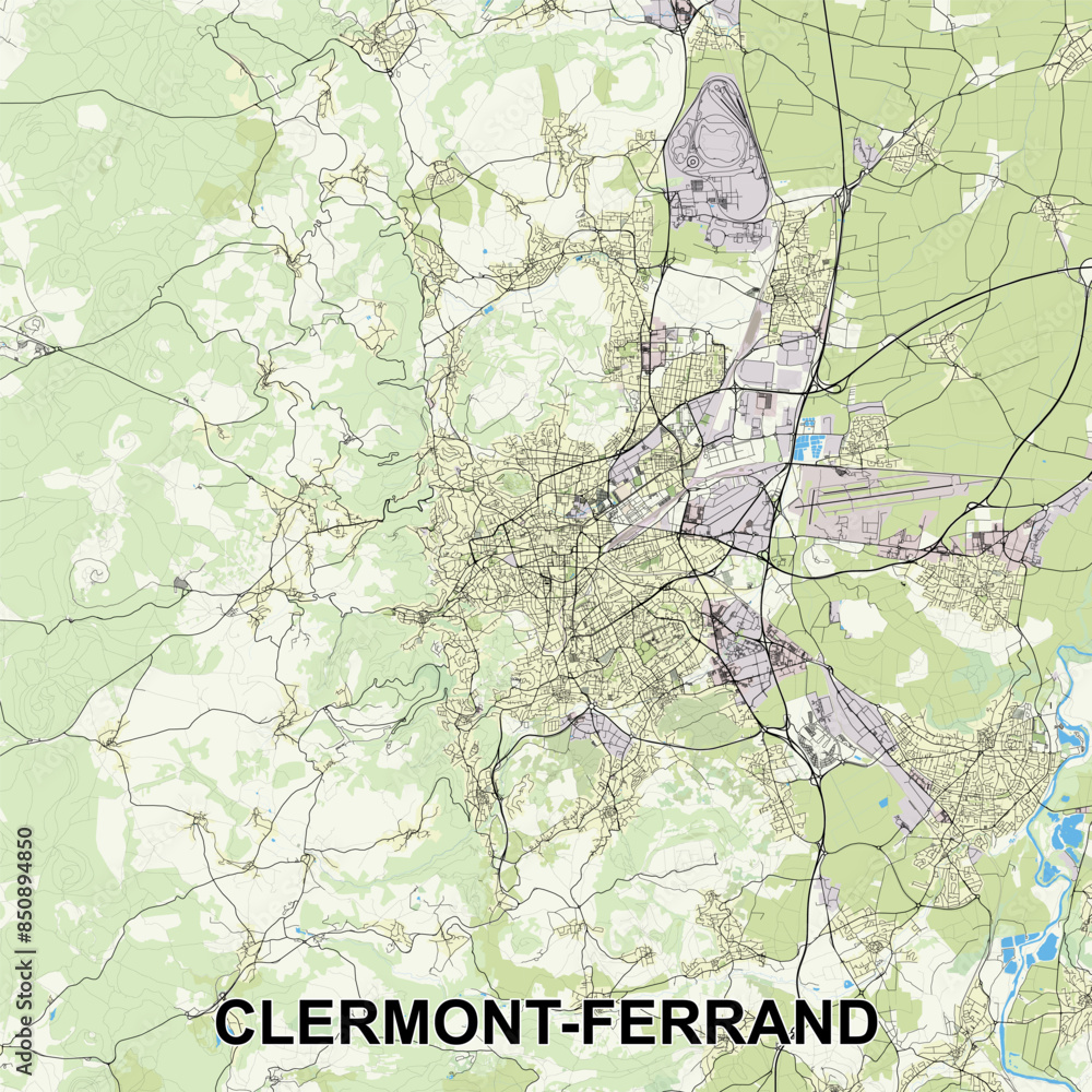 Fototapeta premium Clermont-Ferrand, France map poster art