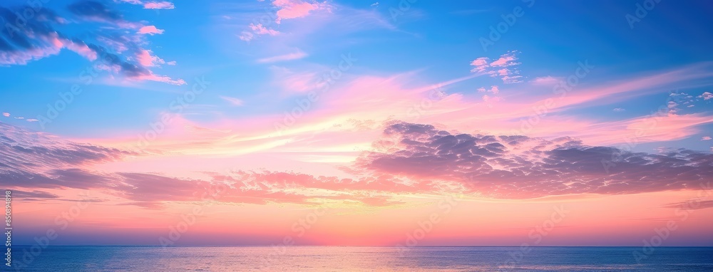 Serene Sunset Over Peaceful Ocean Horizon Serene Sunset Over Peaceful Ocean Horizon