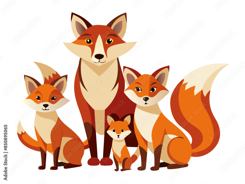 Fototapeta premium Fox vector illustration, cute animal vector illustration, Fox illustration vector, cute Fox cartoon illustration