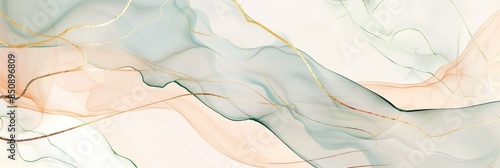 Wallpaper Mural Elegant Abstract Watercolor Background with Flowing pastel beige and green Colors and Gold Accents. Backdrop for banner or wallpaper. Ideal for Design, Print, Cards, Posters. Torontodigital.ca