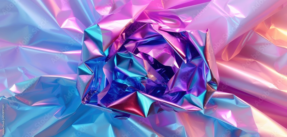 Abstract Iridescent Crumpled Foil Texture Abstract Iridescent Crumpled Foil Texture