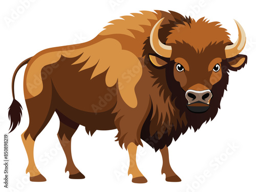 Bison vector illustration, cute animal vector illustration, Bison illustration vector, cute Bison cartoon illustration