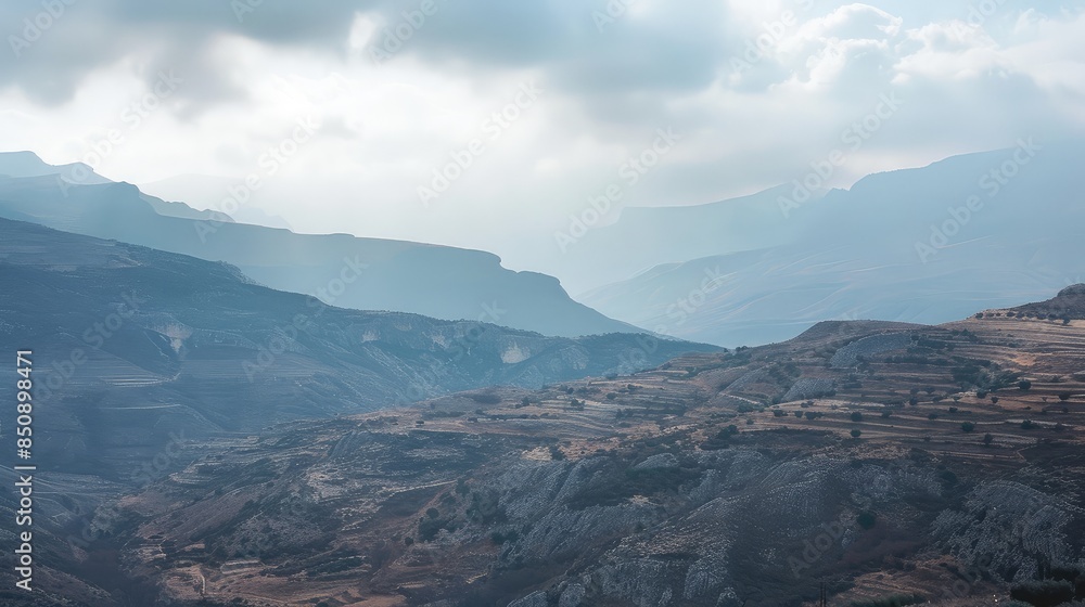 Majestic Mountainous Terrain Under Cloudy Skies Majestic Mountainous Terrain Under Cloudy Skies