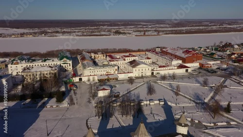 Winter aerovideo of the city of Tobolsk, Tyumen region. photo