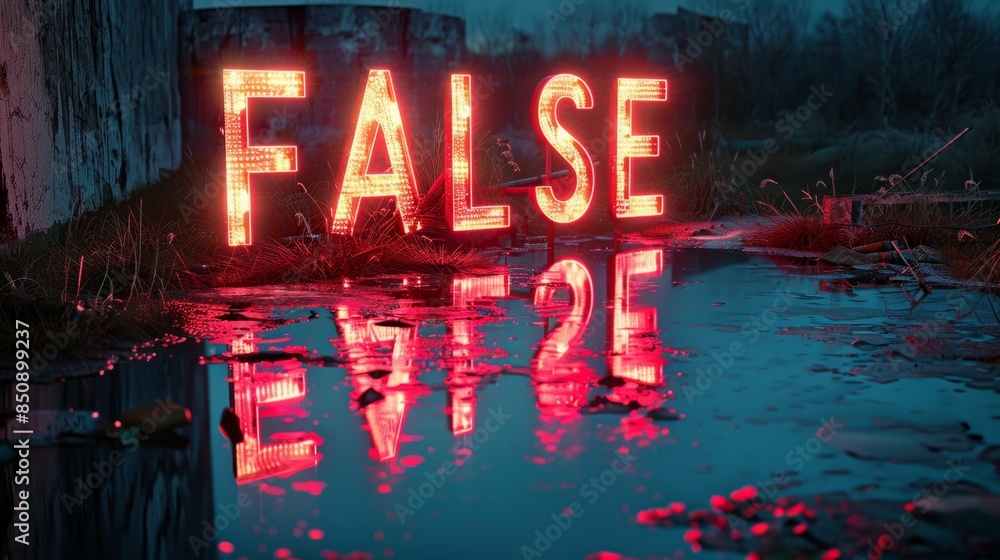 Fototapeta premium LED Fake and Misinformation concept art poster.