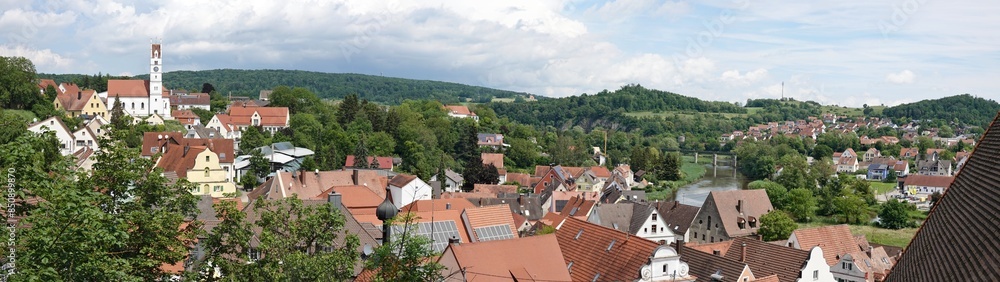 Harburg - Blick von der Burg auf katholische Kirche Harburg - Blick von der Burg auf katholische Kirche