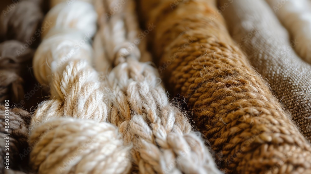 Close-Up View of Varied Yarn Textures Close-Up View of Varied Yarn Textures