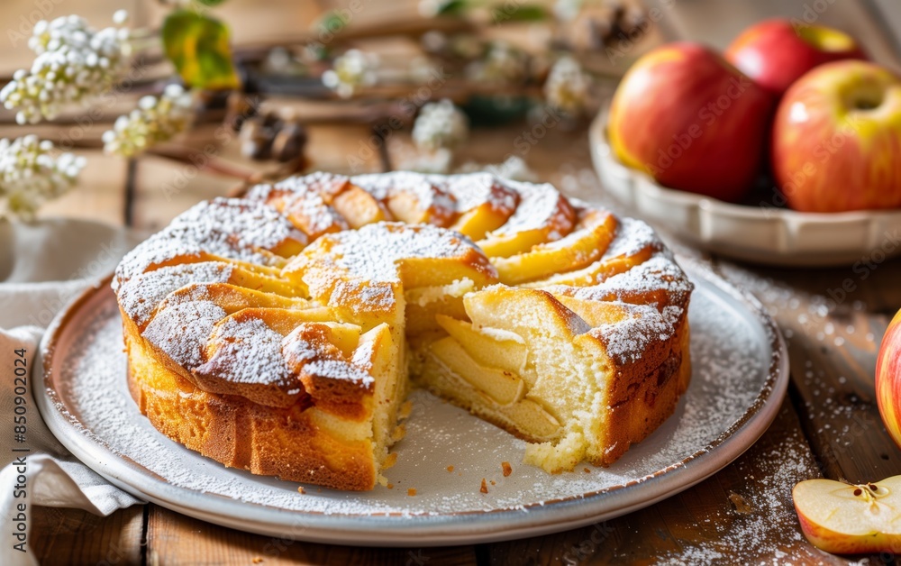 Homemade Apple Cake with Powdered Sugar Homemade Apple Cake with Powdered Sugar