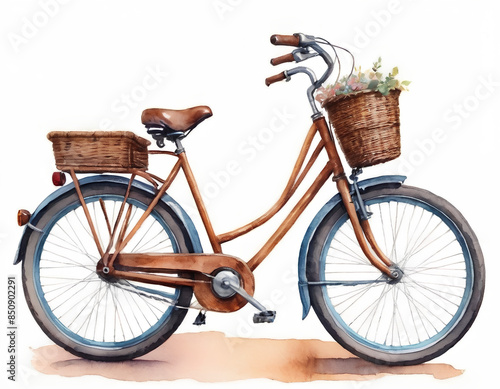 Watercolor Vintage Bicycle - Classic and Nostalgic Ride © PaNe