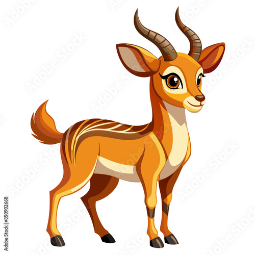 Antelope vector illustration, cute animal vector illustration, Antelope illustration vector, cute Antelope cartoon illustration