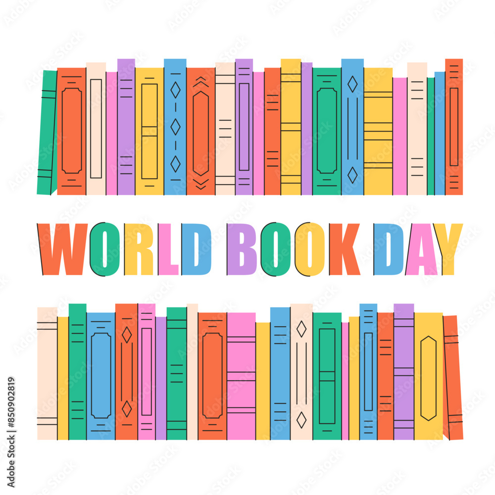 Books, literature. Colorful books covers. Reading and knowledge. World Book Day. Vector illustration in flat style Books, literature. Colorful books covers. Reading and knowledge. World Book Day. Vector illustration in flat style
