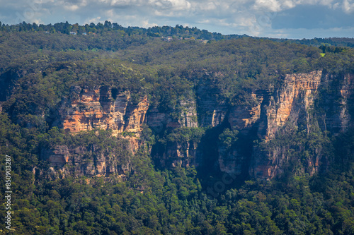 Daily exposure taken from Lincoln's Rock, Wentworth Falls, of the iconic Blue Mountains and that offers a sweeping view of Jamison Valley and beyond, Western Sydney, NSW, Australia photo