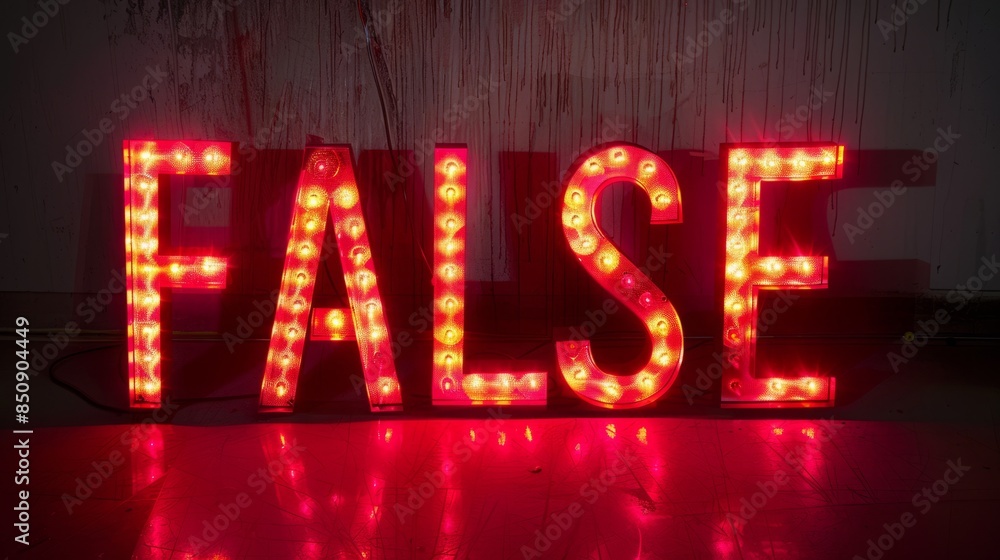 Red LED Fake and Misinformation concept art poster. Red LED Fake and Misinformation concept art poster.