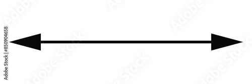 Horizontal dual thin long straight double ended arrow. Contour isolated vector image on white background. Vector illustration. Eps file 105.