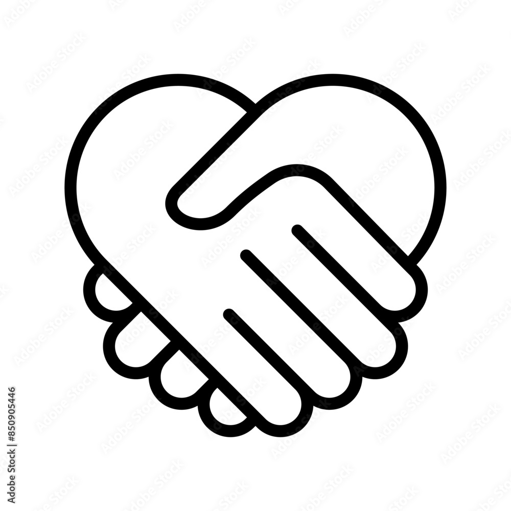 shake hands with love icon line vector design illustration template shake hands with love icon line vector design illustration template