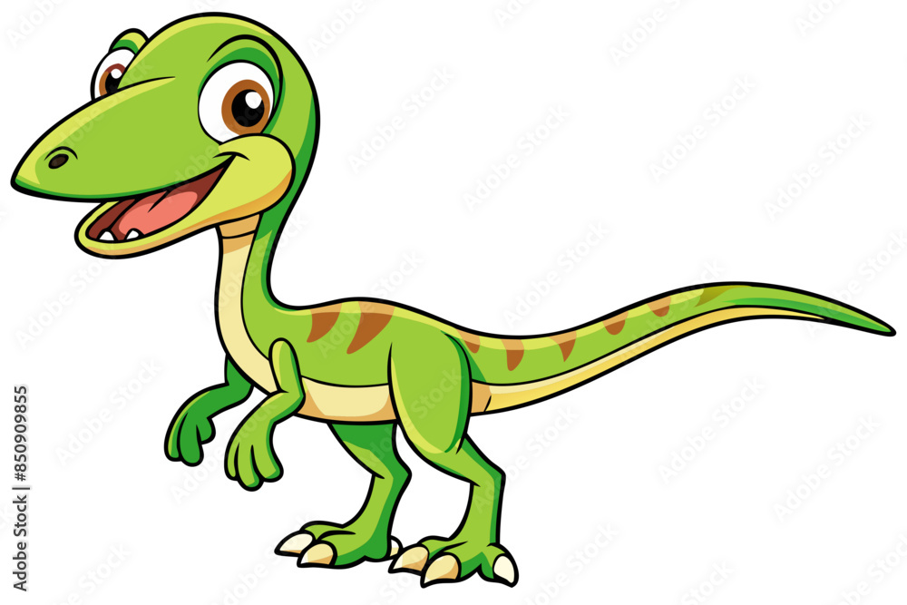 Naklejka premium Happy Coelophysis dinosaur cartoon vector illustration 