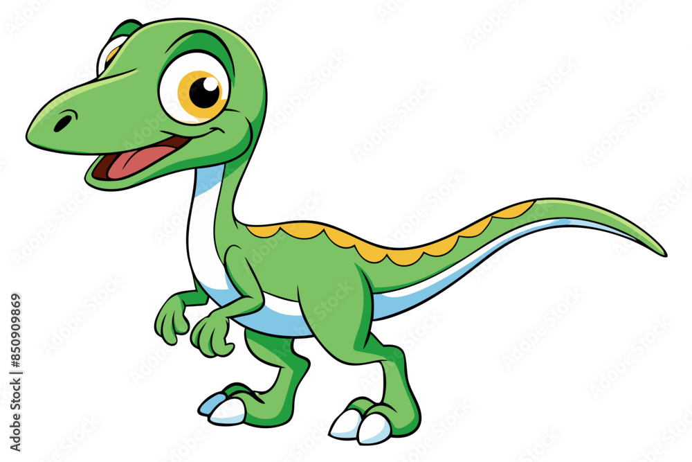 Obraz premium Happy Coelophysis dinosaur cartoon vector illustration 