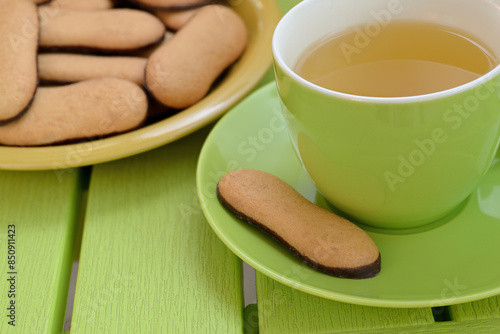 Cup tea Chocolate Cat tongues photo