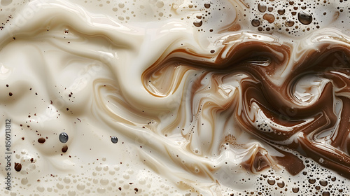 detail of milk mixing in coffee drink, flat texture isolated on white background, detailed, png