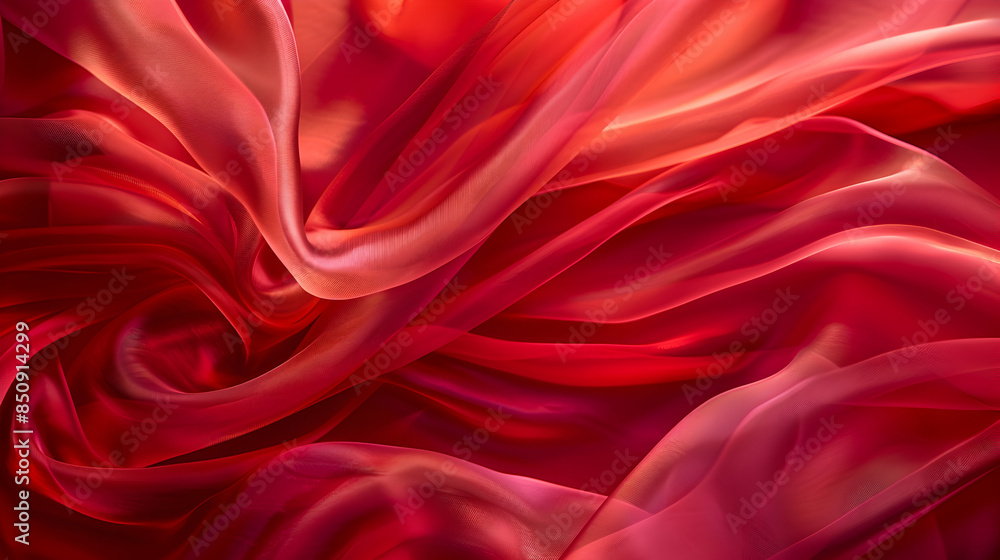 A semi transparent silk fabric of light red color. Abstract background A semi transparent silk fabric of light red color. Abstract background