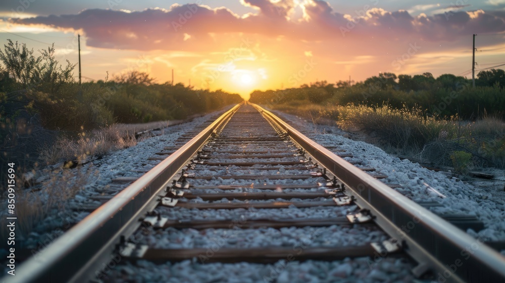 Obraz premium Railway track extending into the distance
