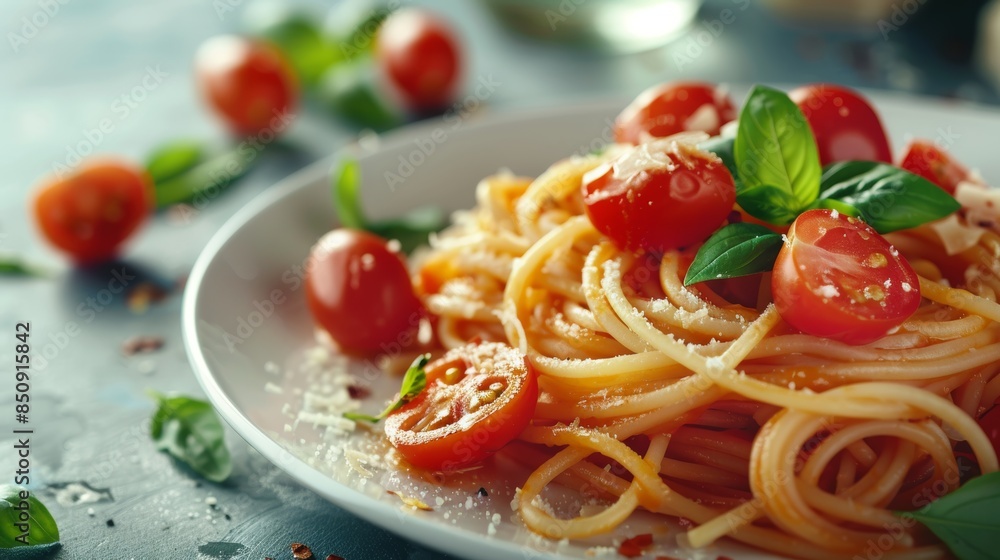 pasta penne with tomato, basil, and cheese pasta penne with tomato, basil, and cheese