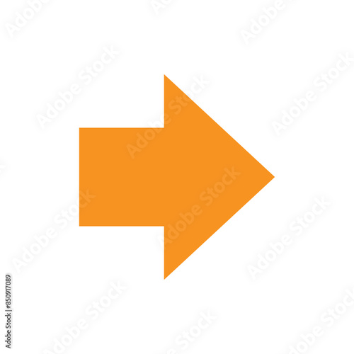 Orange Arrow Right icon on sphere isolated on white background. Vector illustration. Eps file 157.