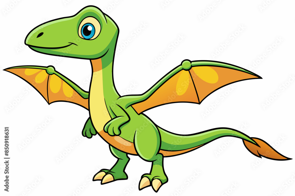 Fototapeta premium Cute pterodactyl dinosaur cartoon vector illustration 