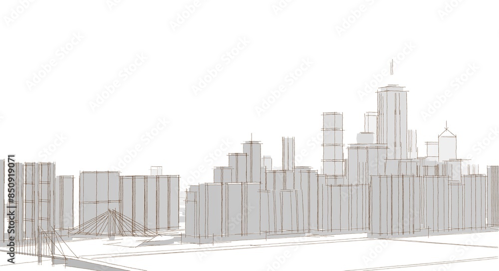 Fototapeta premium modern city panorama 3d illustration