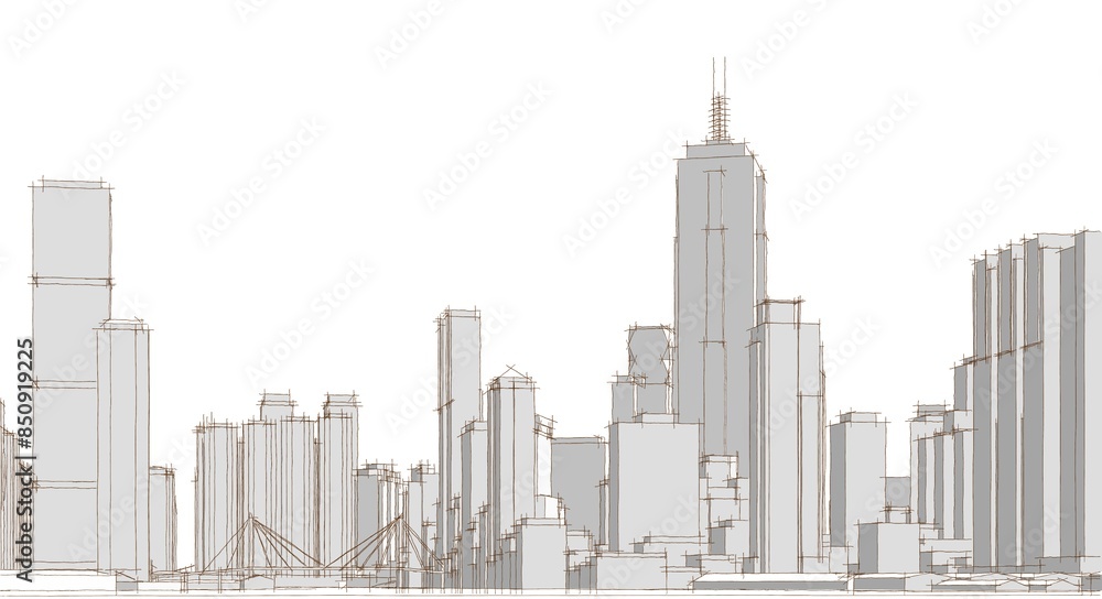 Obraz premium modern city panorama 3d illustration