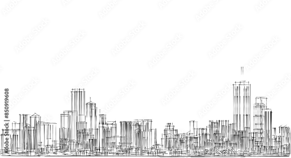 Fototapeta premium modern city panorama 3d illustration