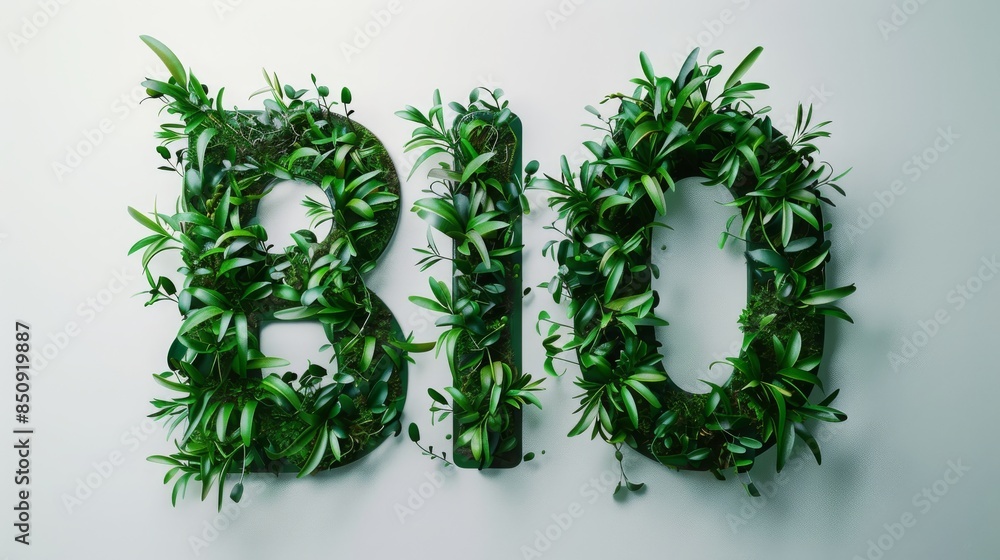 Word BIO in green letters, white background, concept: sustainability, 16:9 Word BIO in green letters, white background, concept: sustainability, 16:9